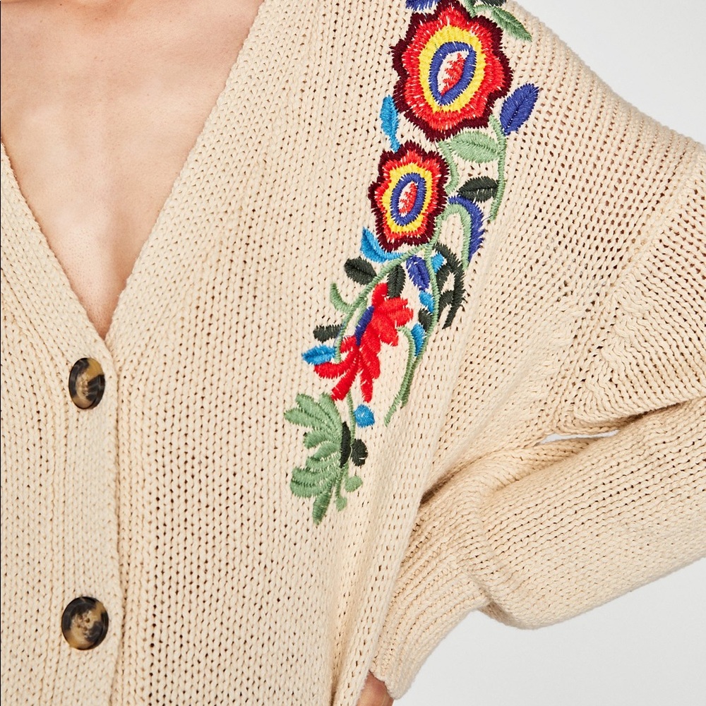 Z A R A Embroidered Cardigan - Picture 5 of 6